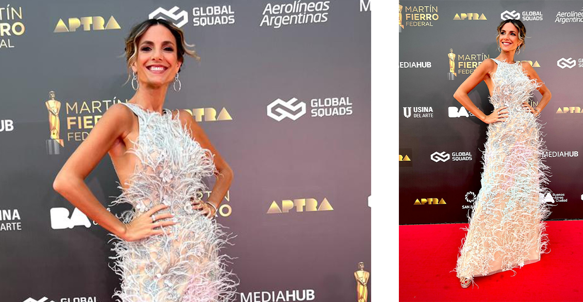 El glamoroso look de María Belén Ludueña para conducir la entrega de