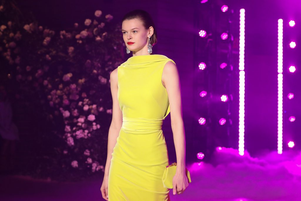 NEW YORK, NY - FEBRUARY 11: A model walks the runway at Brandon Maxwell Fall Winter 2018 Collection at the Appel Room on February 11, 2018 in New York City. JP Yim/Getty Images/AFP