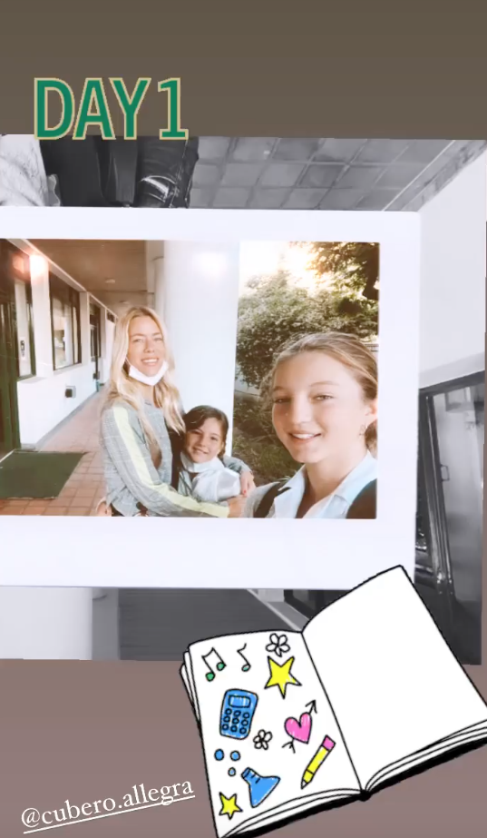 Nicole Neumann con sus hijas por el inicio de clases