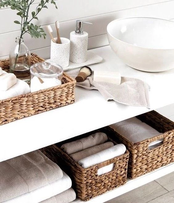 4 diseños de canastos de mimbre para baño y cuartos  Bathroom basket  storage, Diy bathroom storage, Small bathroom storage