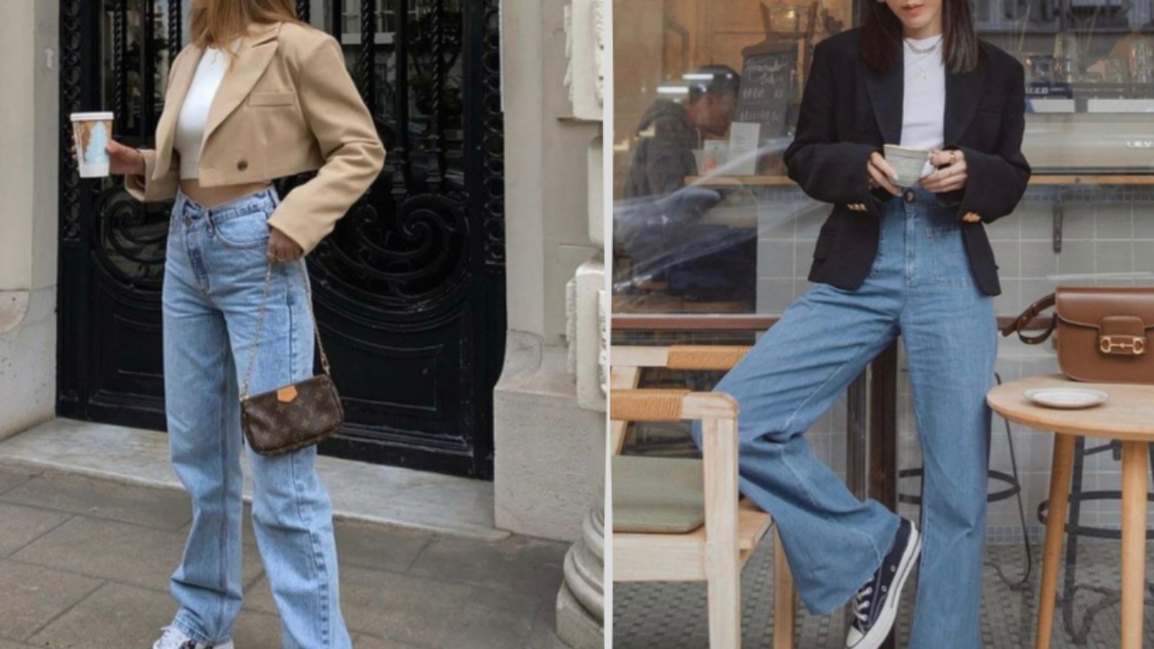 Sunday is jeans day!💙👖 Y este outfit con un jean bota recta, tenis y  blazer es perfecto para un brunch, un almuerzo casual o simplemente para ir  a