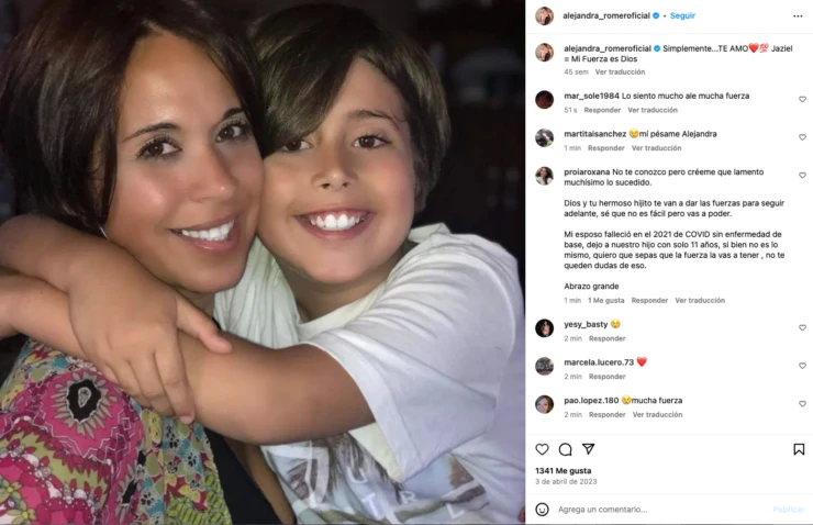 La foto de Alejandra con su hijo: está fijada en el inicio de su cuenta de Instagram.