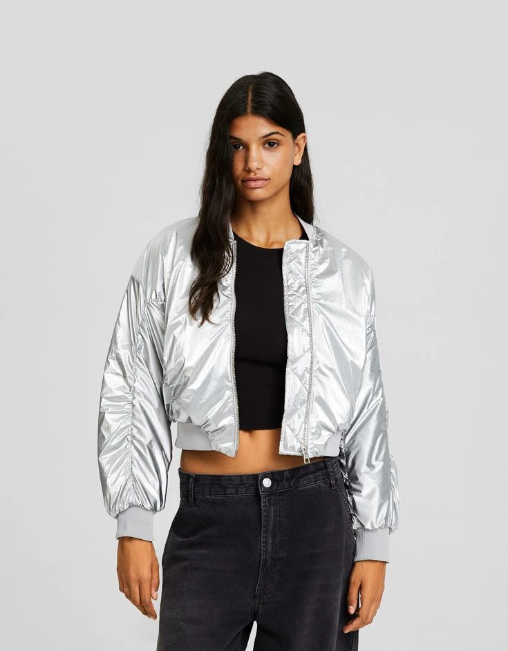 metallic bomber jacket