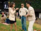 Delfina Chaves, Franco Masini y el Chino Darín en Wimbledon.