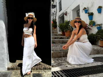 El look romántico de Evangelina Anderson en sus vacaciones a Andalucía