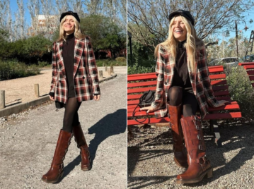 Laurita Fernández apuesta al look preppy con las botas más trendy de la temporada